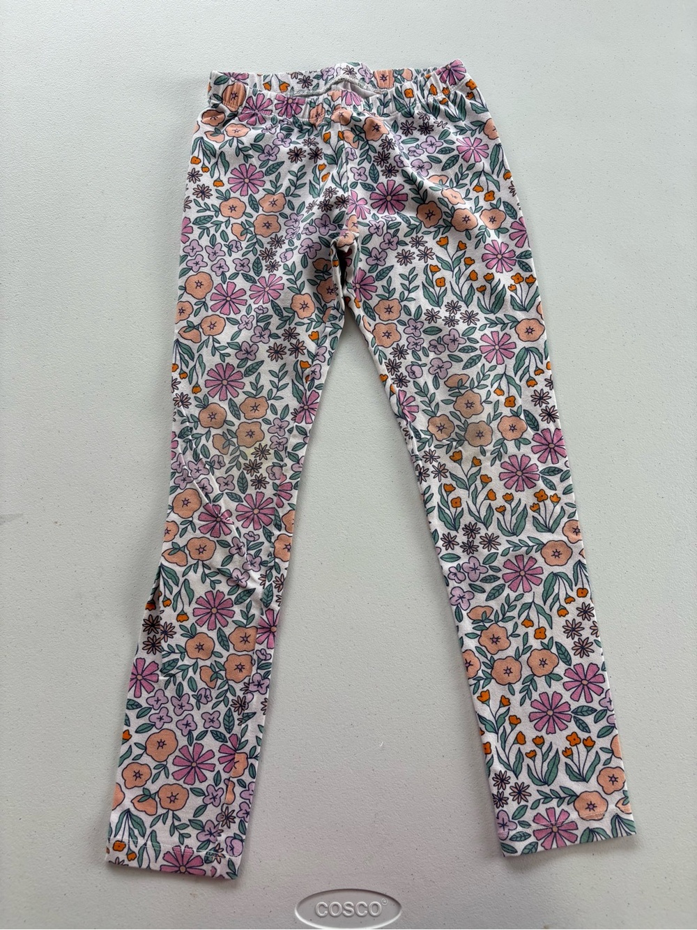 Cat & Jack White Floral Leggings with Pink & Peach Flowers